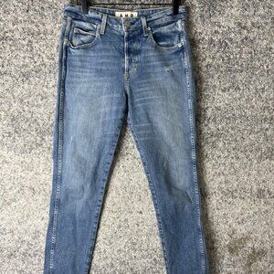 AMO Jeans Womens 26 Blue Tomboy Damsel Mid Rise Slim Straight Stretch Denim